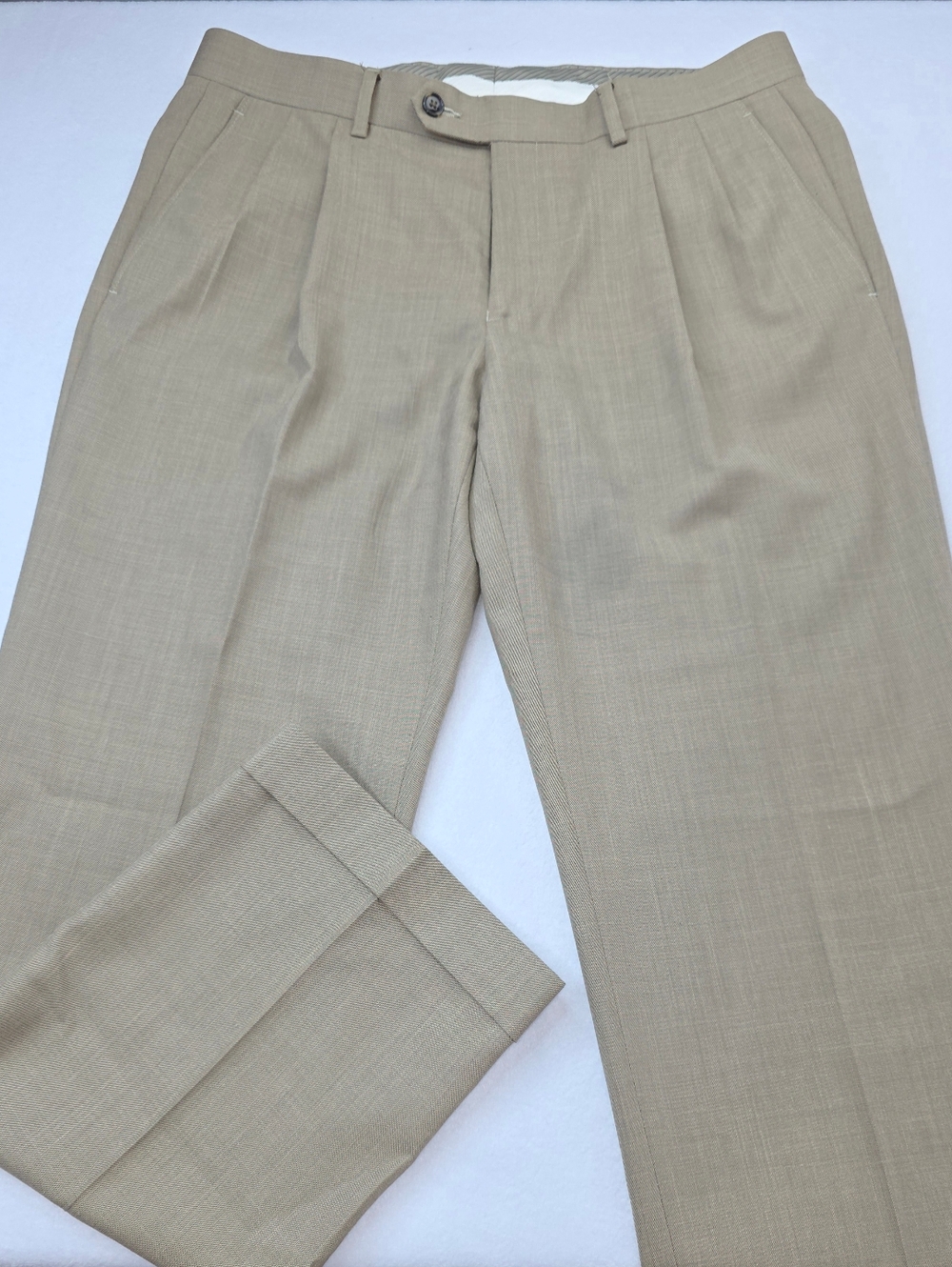 Lauren Ralph Men's Beige/Brown Pleated Front Dress Pants Size 33x30 CQ-3650